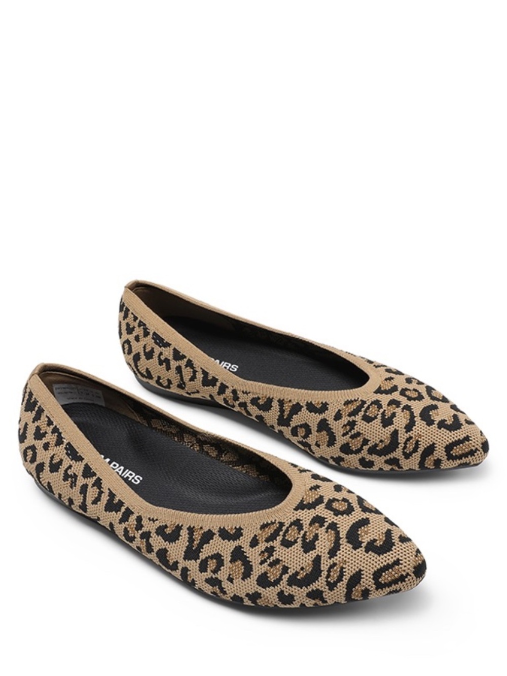 Dream Pairs Leopard Print Knit Pointed Toe Slip-On Ballet Flats 7.5